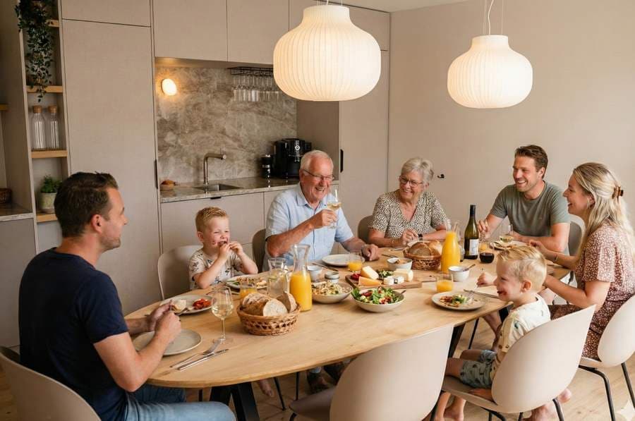 Met de hele familie aan tafel